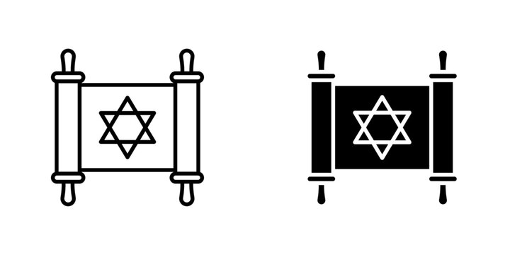 Scroll Torah flat simple vector icons illustration set.