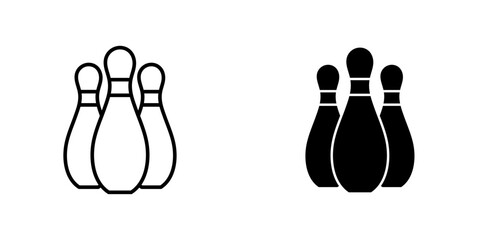 Fototapeta premium Bowling pins flat simple vector icons illustration set.