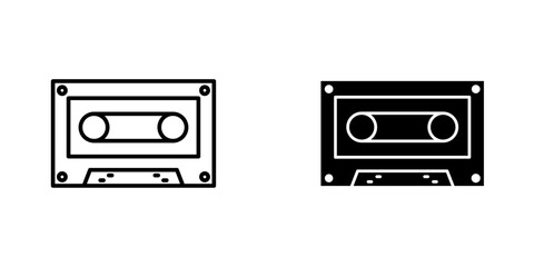 Cassette tape flat simple vector icons illustration set.