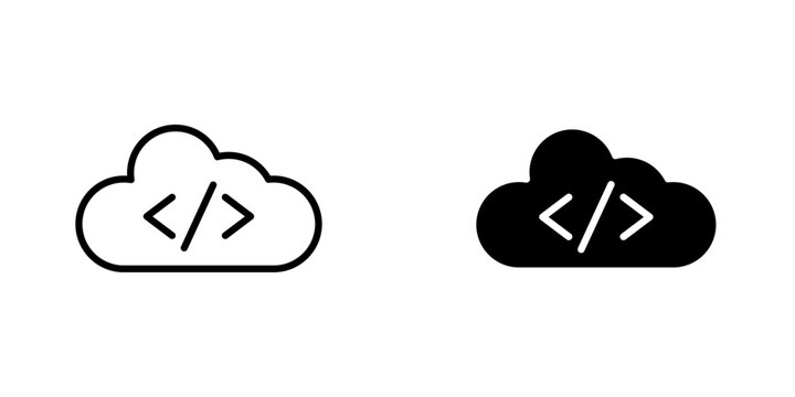 Cloud code flat simple vector icons illustration set.