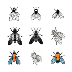 9 icon of fly vector