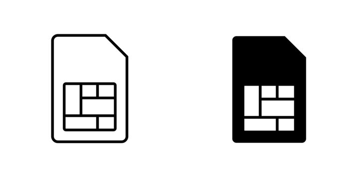 Sim card flat simple vector icons illustration set.