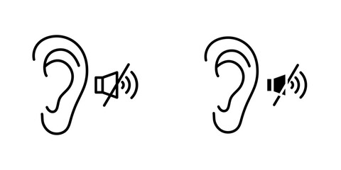 Obraz premium Ear deaf flat simple vector icons illustration set.