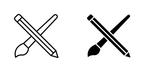 Pencil paintbrush flat simple vector icons illustration set.