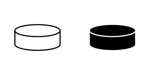 Hockey puck flat simple vector icons illustration set.