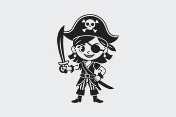 pirate girl illustration vector