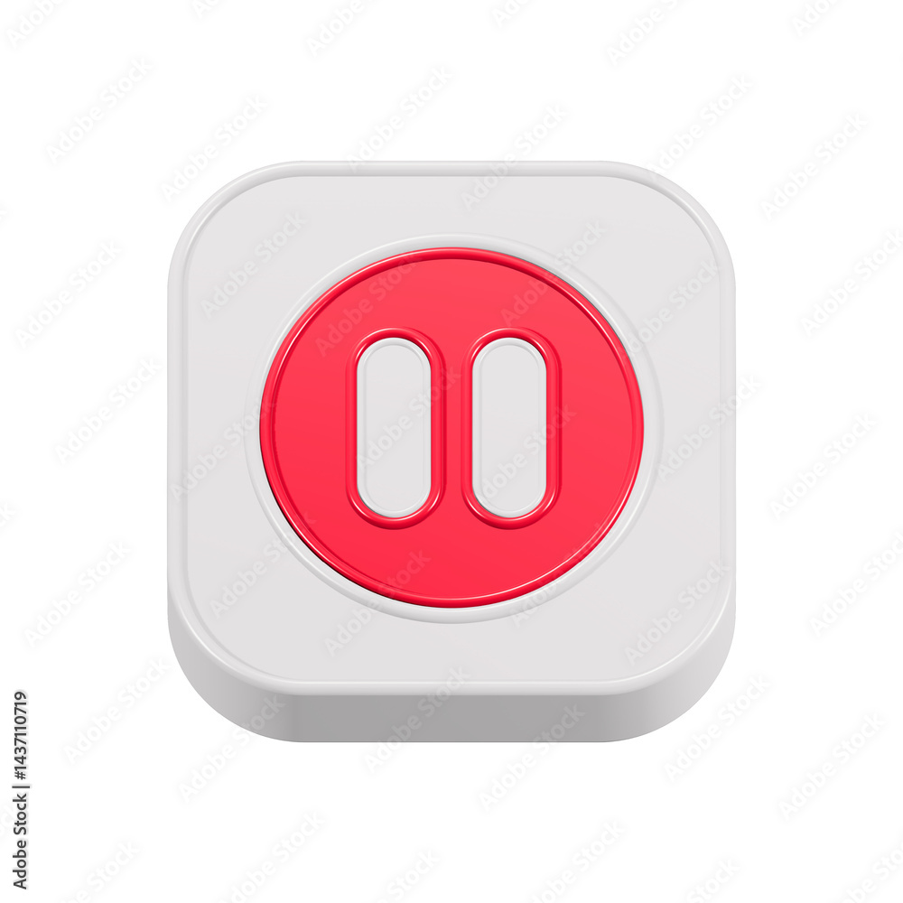Poster pause button 3d rendering
