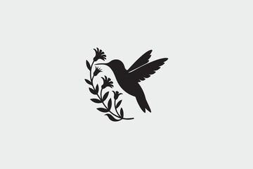 Fototapeta premium hummingbird silhouette illustration vector