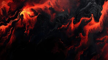 Fototapeta premium Abstract Red and Black Fluid Art with Dynamic Swirling Patterns