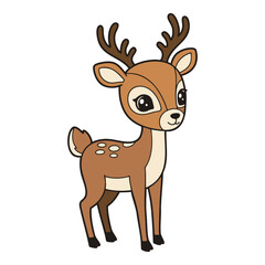 Fototapeta premium Kawaii Deer Illustration Sweet Forest Animal Clipart for Kids