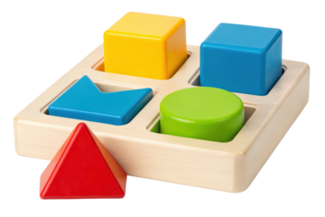 Colorful shape sorting puzzle for early learning isolated with transparent background