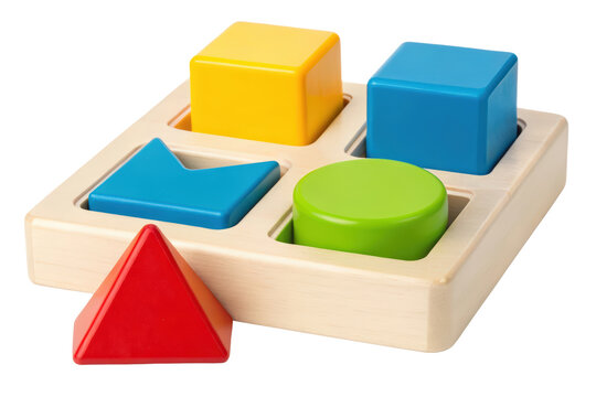 Colorful shape sorting puzzle for early learning isolated with transparent background