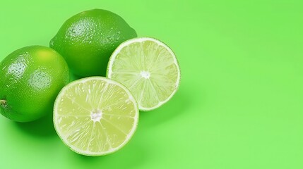 Invigorating green: a refreshing lime composition on vibrant background
