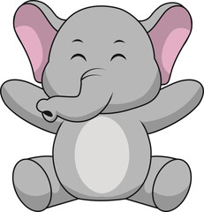 Illustration of Baby Elephant with Cute Cartoon Design. Vector Character.