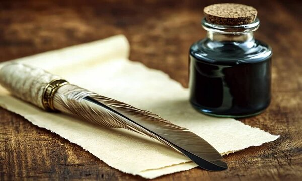 old paper with quill pen and ink