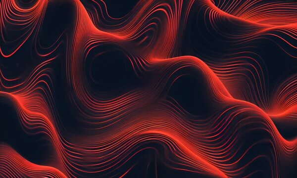 Red and black abstract background with flowing lines, vector illustration, dark blue background, high resolution, highly detailed, vector graphics, detailed digital art style, red and orange color sch