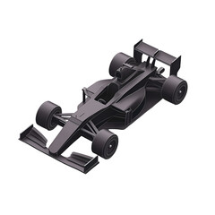 Naklejka premium Grayscale illustration of a modern race car emphasizing speed and design