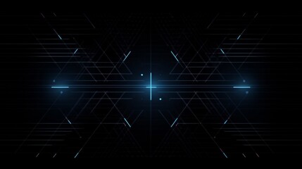 Black abstract tech geometric background. Line shape with light pattern composition. -