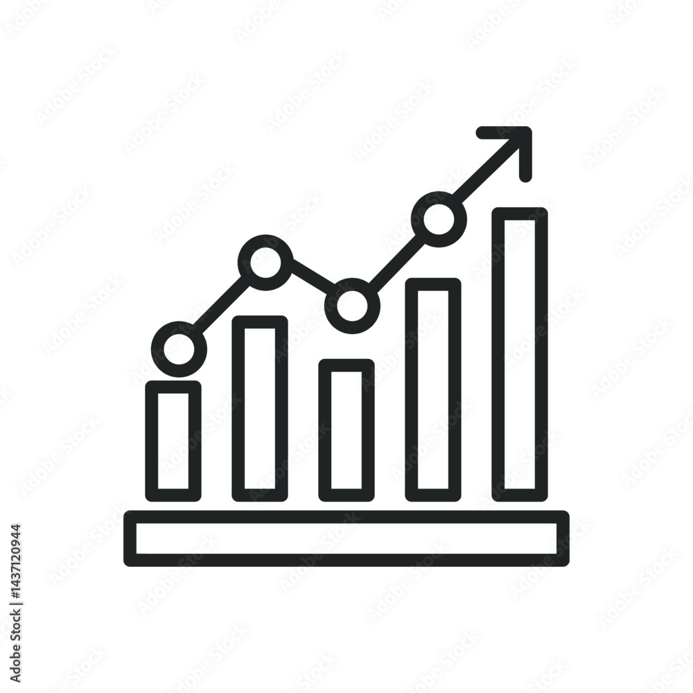 Sticker statistic thin line icons. editable stroke and perfect pixel on transparent background