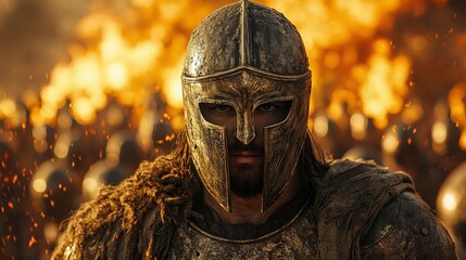 Spartan warrior in battle