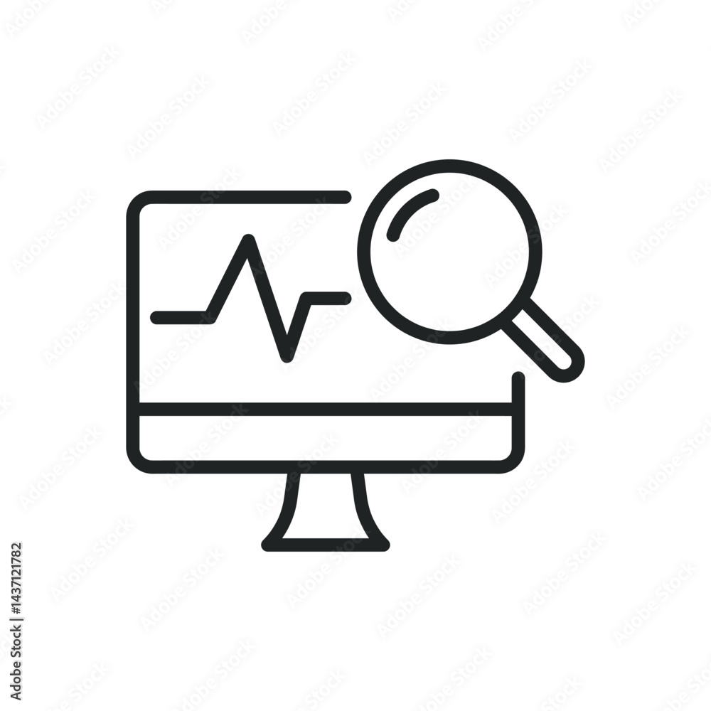 Sticker analyze thin line icons. editable stroke and perfect pixel on transparent background