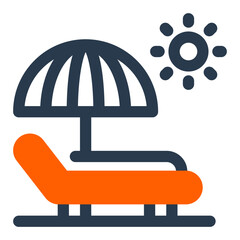 Sun Lounger with Beach Umbrella and Sun