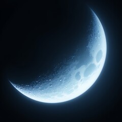 Obraz premium Waxing Crescent Moon Close Up View on Dark Background with Detailed Craters