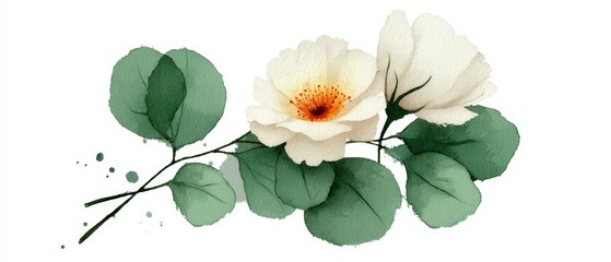 Elegant Watercolor Roses   Eucalyptus  Wedding Stationery  Invitation  Greenery Clipart