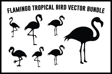 Flamingo Tropical Bird Vector Bundle – Silhouette Clipart Pack for Cricut, Sublimation, and T-Shirt Design