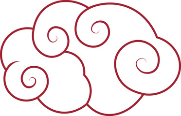 Oriental Cloud Ornament Isolated on White Background. Flat Vector Illustration.