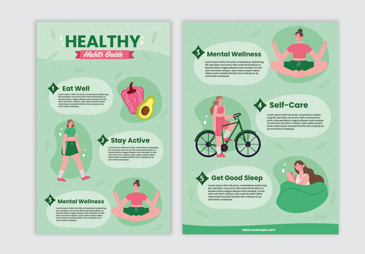 Green And Fuchsia Daily Healthy Lifestyle Infographic Layout
