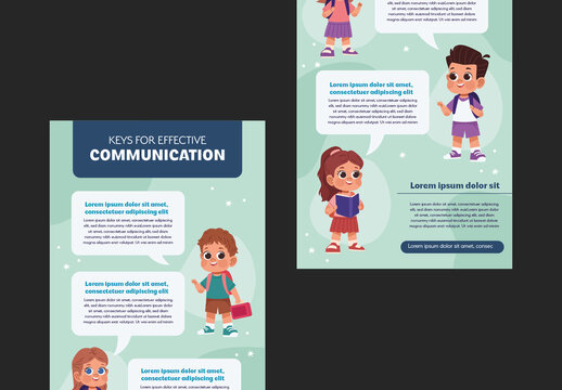Green And White Children Learning Communication Infographic