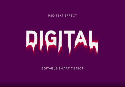 Red And Violet Abstract Font Melting Digital Text Effect