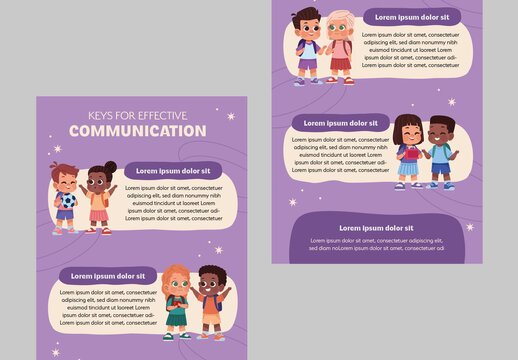Purple And White Children Learning Communication Infographic