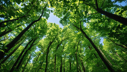울창하고 아름다운 싱싱한 초록색의 나무가 가득한 숲