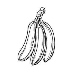 Bunch of bananas illustrated in black outline style  