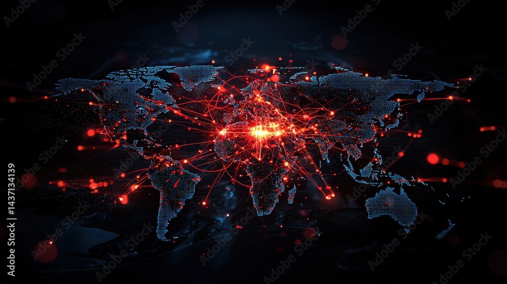 Aufkleber global cybersecurity threats map cyber vulnerable nations digital landscape data visualization globa