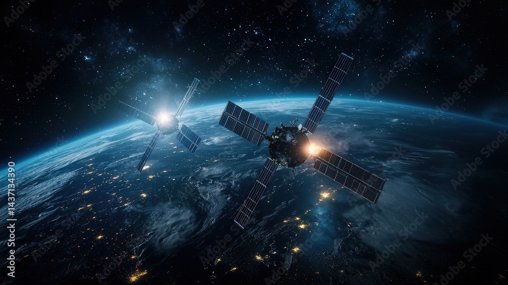 Poster Ai-controlled satellite system transforms space monitoring with high-tech imagery from orbiting satellites