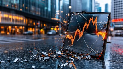 Digital attacks on financial hubs city streets graphic impact urban environment ground level market collapse