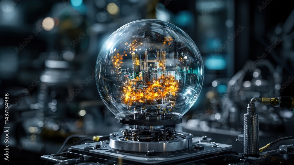 Poster Innovative engineers and scientists propose sustainable technology solutions in a futuristic lab environment