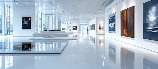 Modern Art Gallery Interior; White Space; Exhibition; Potential Stock