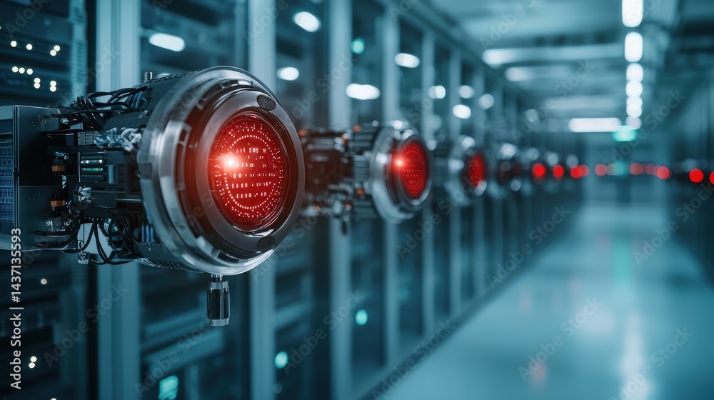 Aufkleber Cybersecurity breach hackers target banking networks in data centers technology environment high-tech perspective
