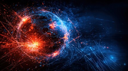 Global cyberattack hackers targeting infrastructure digital realm visual representation abstract high-tech concept