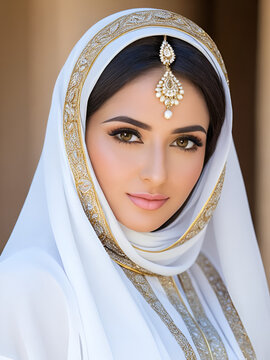 Beautiful middle eastern woman wearing abaja