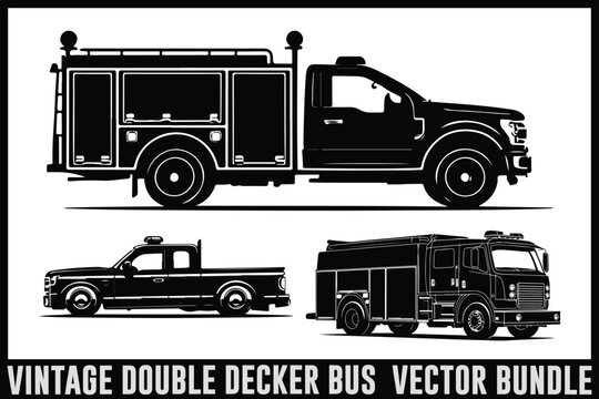 "Vintage Fire Truck Vector Collection" vector bundle graphach