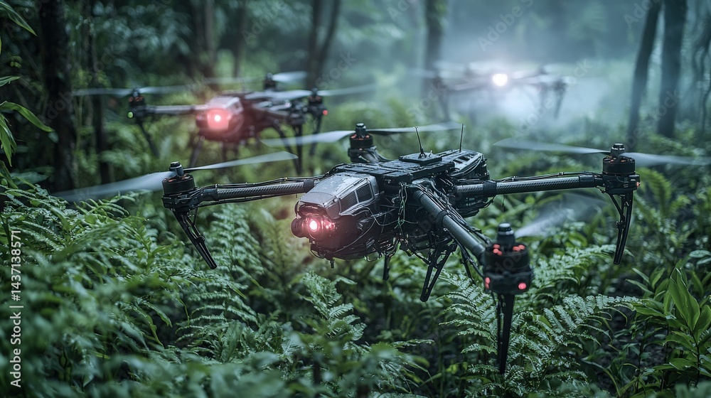 Poster Defending advanced farming technologies with drones in lush environments a innovative approach to agriculture