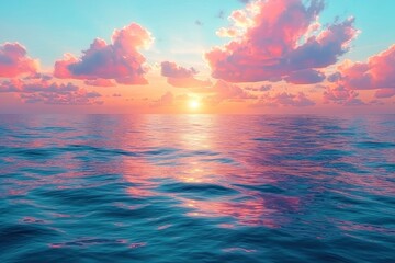 Obraz premium Serene sunset over ocean