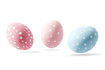 Obraz premium Colorful polka-dotted eggs in pastel shades arranged artistically for festive decoration