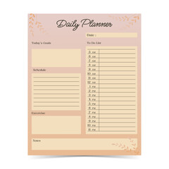 Modern and simple template for daily planner with soft pastel color of digital planner 5