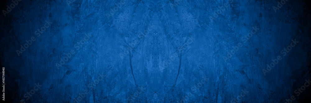 Poster Old wall pattern texture cement blue dark abstract  blue color design are light with black gradient background.